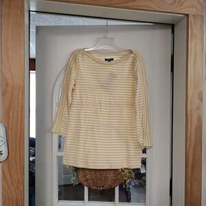 New Chaps Yellow White striped Top Size Women's L